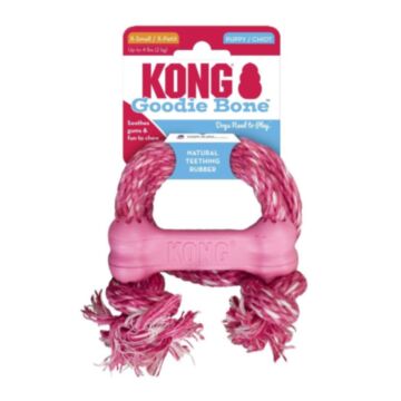 KONG Dog Toy - Goodie Bone With Rope for Puppies - Light Pink