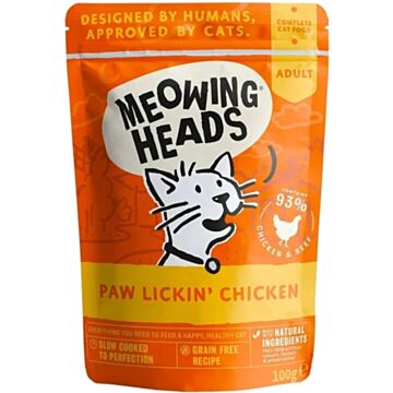 Meowing Heads Grain Free Cat Pouch - Chicken 100g