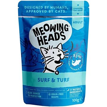 Meowing Heads Cat Pouch - Grain Free - Surf & Turf 100g