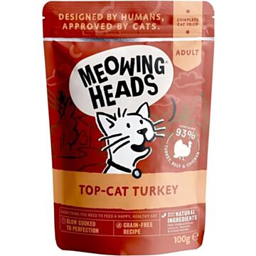 Meowing Heads Cat Pouch - Grain Free - Turkey 100g
