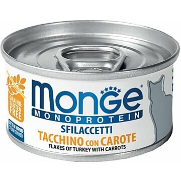 MONGE Cat Canned Food - MonoProtein - Turkey Flakes with Carrots 80g