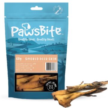 PawsBite Cat & Dog Treat - Air Dried Smoked Deer Skin 60g