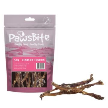 PawsBite Dog Treat - Air Dried Venison Tendon 50g