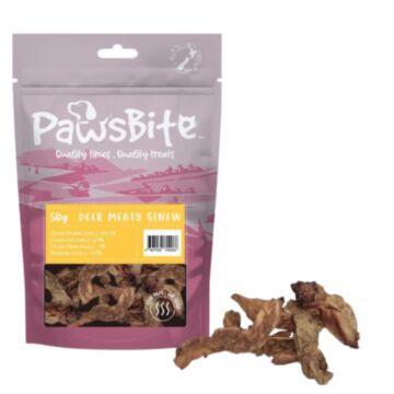 PawsBite Dog Treat - Air Dried Deer Meaty Sinew 50g