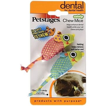 Petstages Cat Toy - Catnip Chew Mice (2.5 Inch x 2pcs)