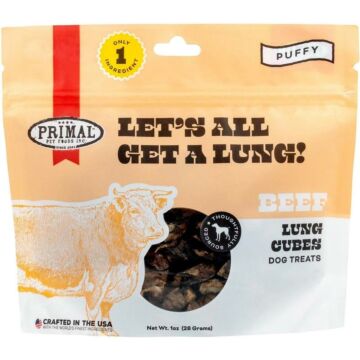 Primal Dog Treat - Dry Beef Lung Cubes 1.5oz