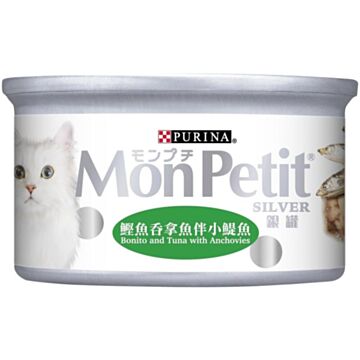 Purina Mon Petit Silver Cat Canned Food - Bonito & Tuna with Anchovies (80g)