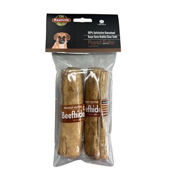 Rawhide Express Dog Chews - Retreiver Roll Twin Pack - Peanut Butter Flavor (Small 5"-6")