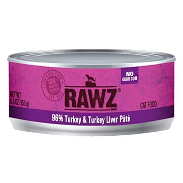 Rawz Cat Canned Food - 96% Turkey & Turkey Liver Pate 155g