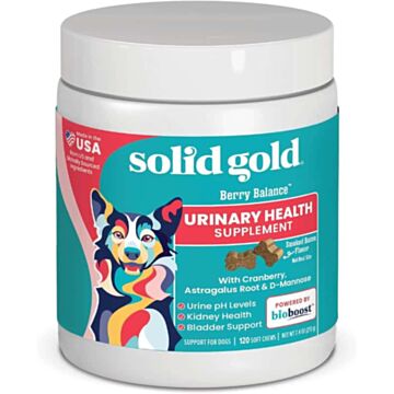 Solid Gold Dog Urinary Health Supplement - Berry Balance Chews 7.4oz (120 chews)
