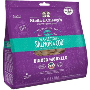 Stella & Chewys Cat Food - Freeze-Dried Dinner Morsels - Sea Licious Salmon & Cod