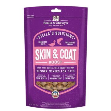 Stella & Chewys Cat Food - Freeze-Dried Mixer Skin & Coat Boost - Duck & Salmon 7.5oz