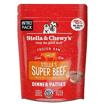 Stella & Chewys Dog Food - Frozen Raw Dinner Patties - Stella's Super Beef 8.5oz (Intro Pack)