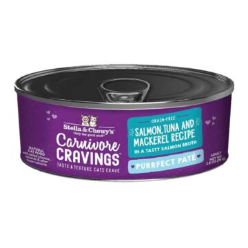 Stella & Chewys Cat Canned Food - Carnivore Cravings - Salmon Tuna & Mackerel Pate 2.8oz