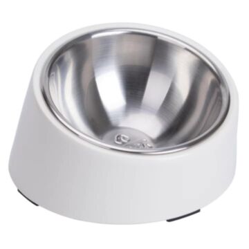 Super Design Pet Feeder - 15° Slanted Bowl - White (S)