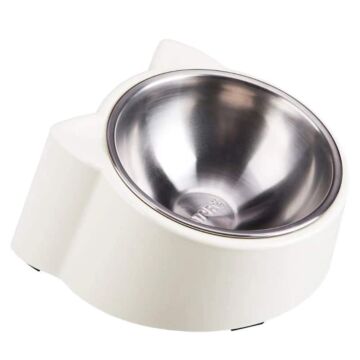 Super Design Pet Feeder - CatPro 15° Slanted Bowl - White