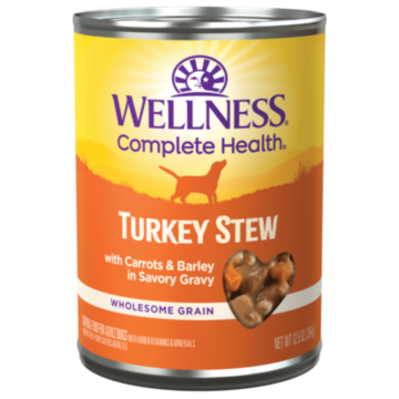 Wellness Dog Canned Food - Grain Free - Turkey Stew with Barley & Carrots 12.5oz