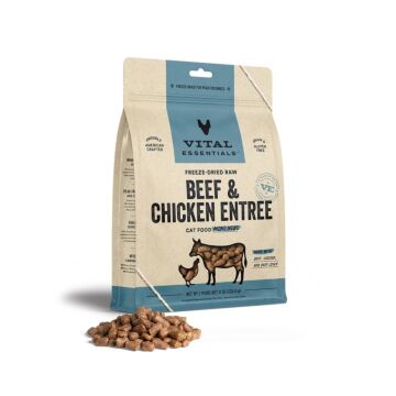 Vital Essentials Cat Food - Freeze-Dried Mini Nibs - Beef & Chicken 12oz - EXP 12/07/2024