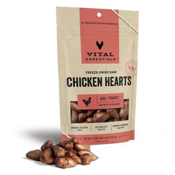 Vital Essentials Dog Treat - Freeze Dried Chicken Hearts 1.9oz