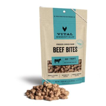 Vital Essentials Dog Treat - Freeze Dried Beef Bites 2.5oz