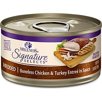 Wellness Cat Canned Food - Signature Selects Grain Free - Shredded Boneless Chicken & Turkey 2.8oz