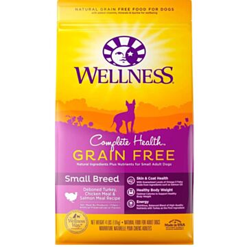 Wellness Complete Dog Food - Grain Free Small Breed Deboned Turkey, Chicken Meal & Salmon 4lb