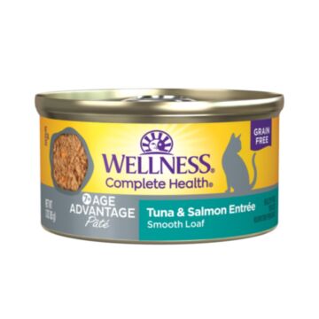 Wellness Complete Grain Free Senior Cat Canned Food - Age Advantage Tuna & Salmon Pate