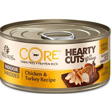 Wellness CORE Hearty Cuts Grain Free Cat Canned Food - Indoor - Shredded Chicken & Turkey 5.5oz