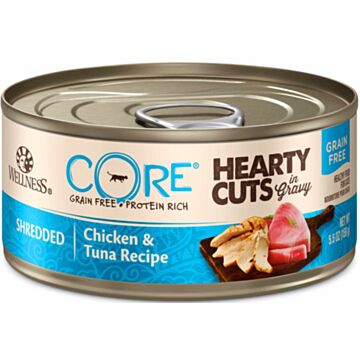 Wellness CORE Hearty Cuts Grain Free Cat Canned Food - Shredded Chicken & Tuna 5.5oz