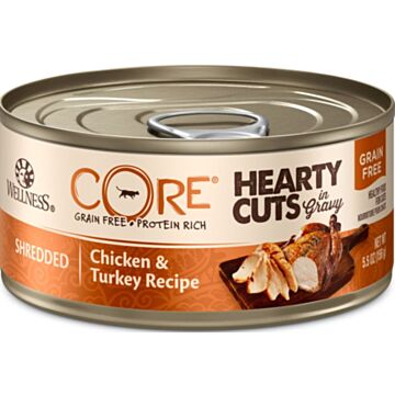 Wellness CORE Hearty Cuts Grain Free Cat Canned Food - Shredded Chicken & Turkey 5.5oz