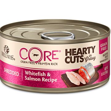 Wellness CORE Hearty Cuts Grain Free Cat Canned Food - Shredded Whitefish & Salmon 5.5oz