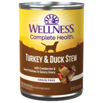 Wellness Dog Canned Food - Grain Free - Turkey & Duck Stew with Potatoes & Berries 12.5oz