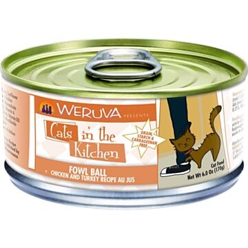WERUVA Grain Free Cat Canned Food - Fowl Ball with Chicken & Turkey Recipe ( 3 oz )