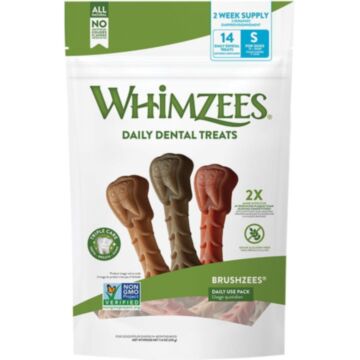 Whimzees Dog Dental Treat - Brushzees - Small (15-25lbs) 14pcs