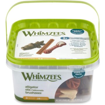 Whimzees Dental Dog Treats Variety Box - Medium 28 Pieces
