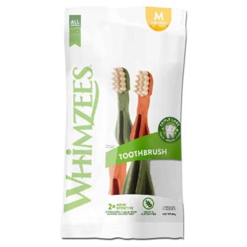 Whimzees Dog Dental Treat - Toothbrush - Medium (25-40lbs) 2pcs - EXP 29/02/2024