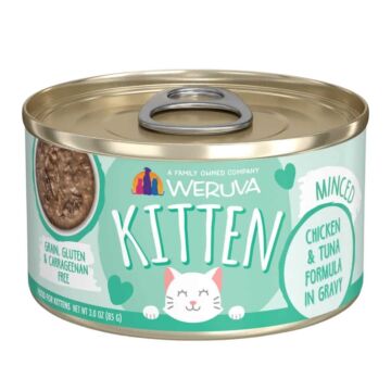 WERUVA Kitten Wet Food - Grain Free Minced Chicken & Tuna Formula In Gravy 3oz