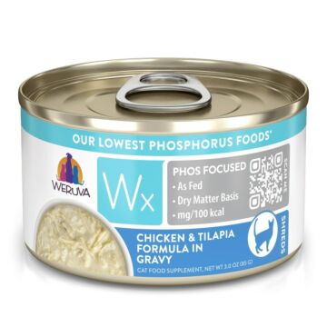 WERUVA Cat Wet Food - Kidney Care Wx Phosphorus - Chicken & Tilapia In Gravy 3oz