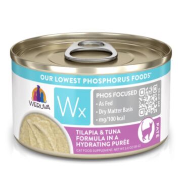 WERUVA Cat Wet Food - Kidney Care Wx Phosphorus - Tilapia & Tuna In Hydrating Puree 3oz