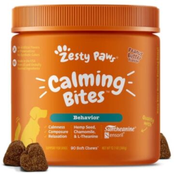 Zesty Paws Dog Supplement - Behavior Calming Bites - Peanut Butter Flavor