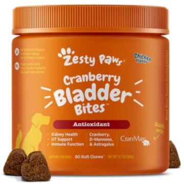 Zesty Paws Dog Supplement - Antioxidant Cranberry Bladder Bites - Chicken Flavor 90 chews
