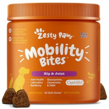Zesty Paws Dog Supplement - Mobility Bites Hip And Joint Care - Bacon Flavor 90 chews