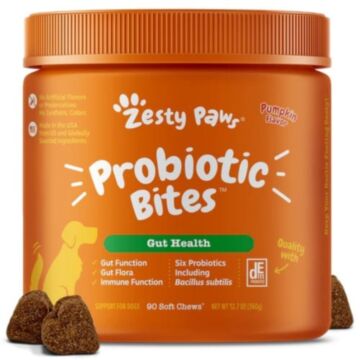 Zesty Paws Dog Supplement - Probiotic Bites Gut Health - Pumpkin Flavor
