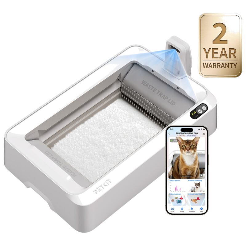 PETKIT Cat Litter Box - Purobot Crystal Duo AI-Powered