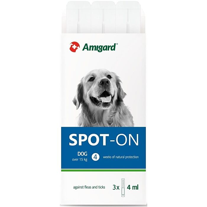 Amigard Spot-On Flea & Tick Repellent for Medium Dogs - 15kg to 30kg (Pack of 3 x 4ml)