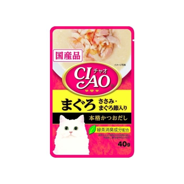 Ciao Cat Pouch (IC-208) - Tuna with Chicken Fillet & Bonito Flakes (in Bonito Soup) 40g
