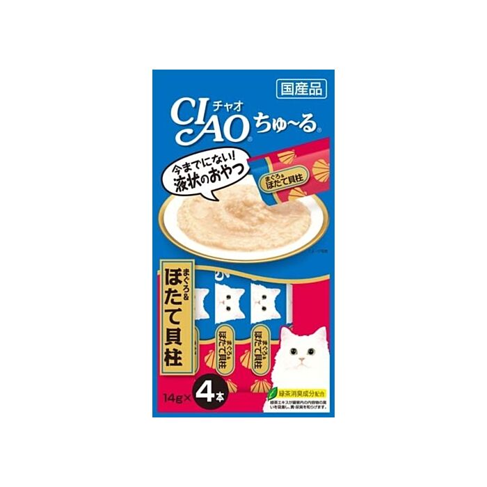 CIAO Cat Treat (4SC-77) - Churu Tuna + Scallop puree (14gx4)