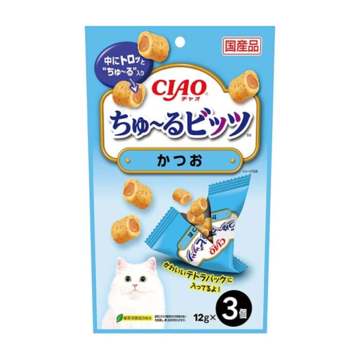 CIAO Cat Treat (CS-173) - Churu bits - Tuna with Skipjack flavor 12gx3
