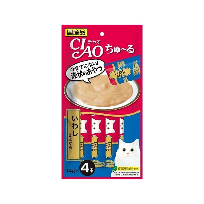 CIAO Cat Treat (SC-145) - Churu Sardine & Tuna puree (14gx4)