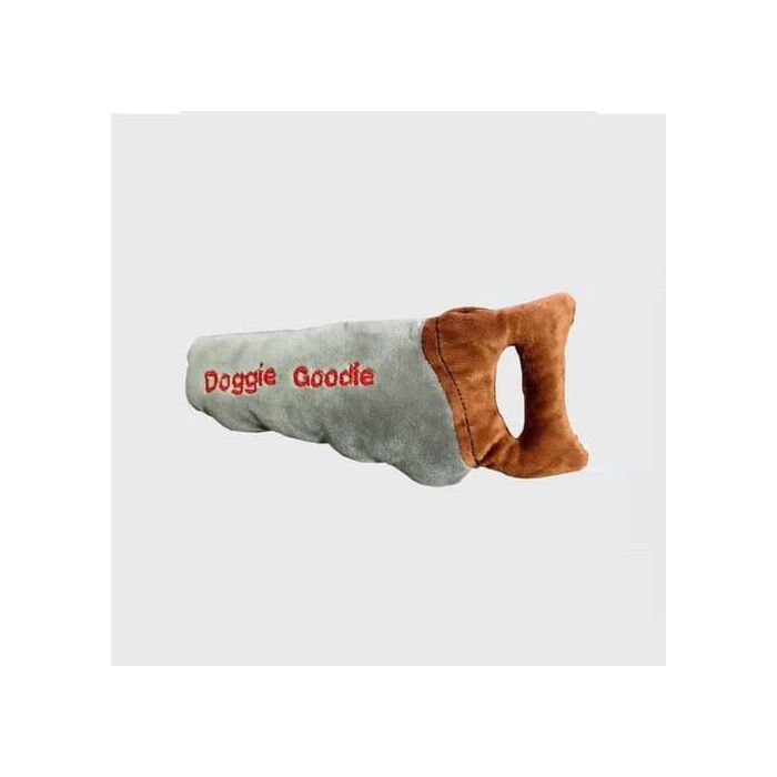 Doggie Goodie Dog Plush Toy With Squeaker - Saw